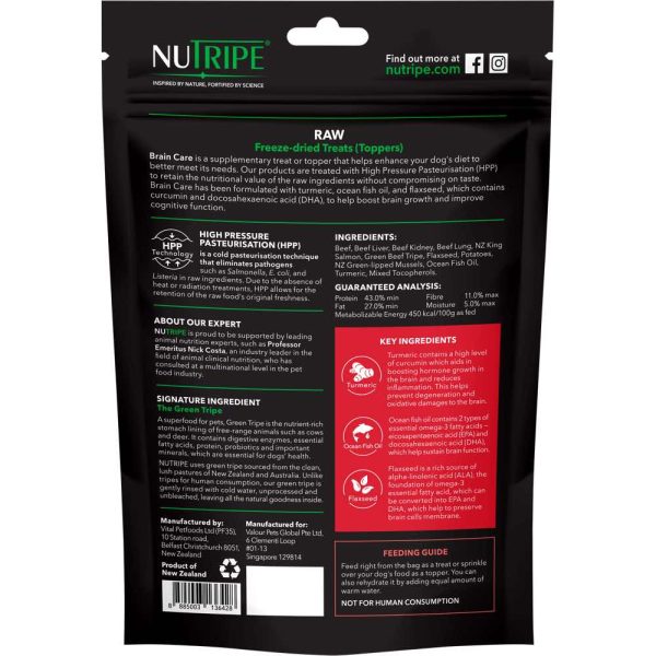 $3 OFF: Nutripe Raw Brain Care Beef With Green Tripe Freeze-Dried Dog Treats (Toppers) 50g Online now