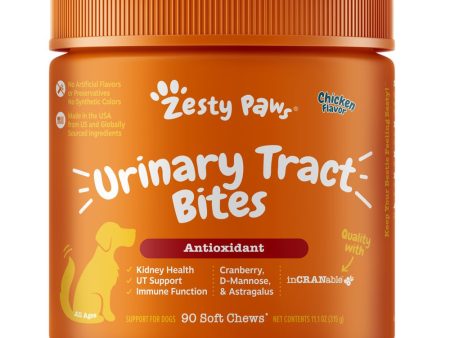 10% OFF (Exp Jun 2025): Zesty Paws Urinary Tract Bites Chicken Flavor Dog Supplement Chews 90ct For Sale