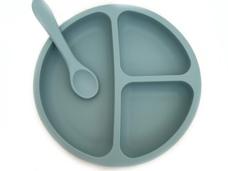 Little Mashies - Silicone Sucky Platter Plate - Dusty Blue Discount