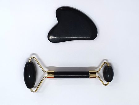 Bare & Co. - Obsidian Face Roller & Gua Sha Set For Sale