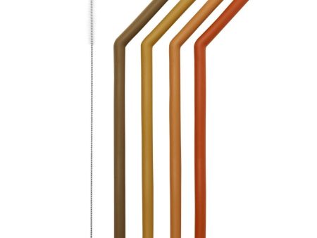 Little Mashies - Silicone Straws - Earth Tones (4 pack with Cleaning Brush) Sale