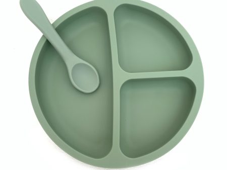 Little Mashies - Silicone Sucky Platter Plate - Dusty Olive Hot on Sale