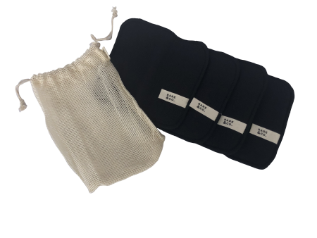 Bare & Co. - Hemp Reusable Face Cloths - Black (4 Pack) Hot on Sale