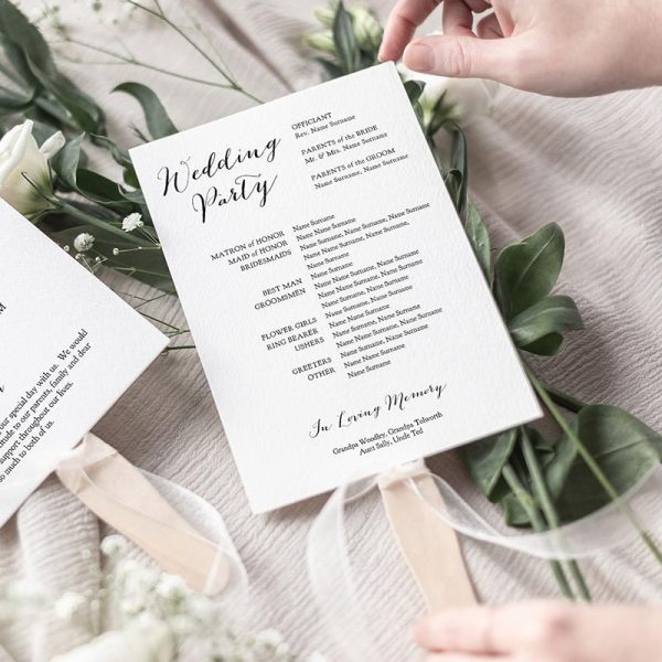 Modern Wedding Program Fan For Cheap