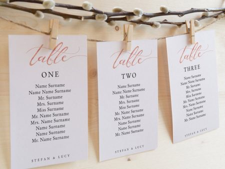 Rose Gold Seating Card Templates For Cheap