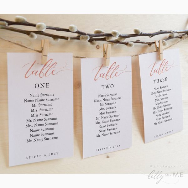 Rose Gold Seating Card Templates For Cheap