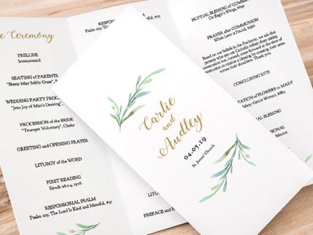 Trifold or Z fold Wedding Programs ~ Greenery Style Online Hot Sale