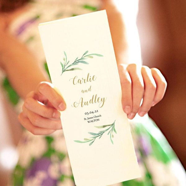 Bi-fold Greenery Wedding Program For Cheap