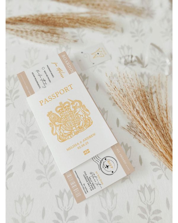 UK Passport Wedding Invitations with Boarding Pass Hot on Sale