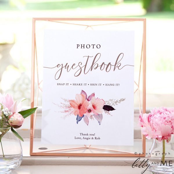 Floral Photo Guestbook Sign Discount