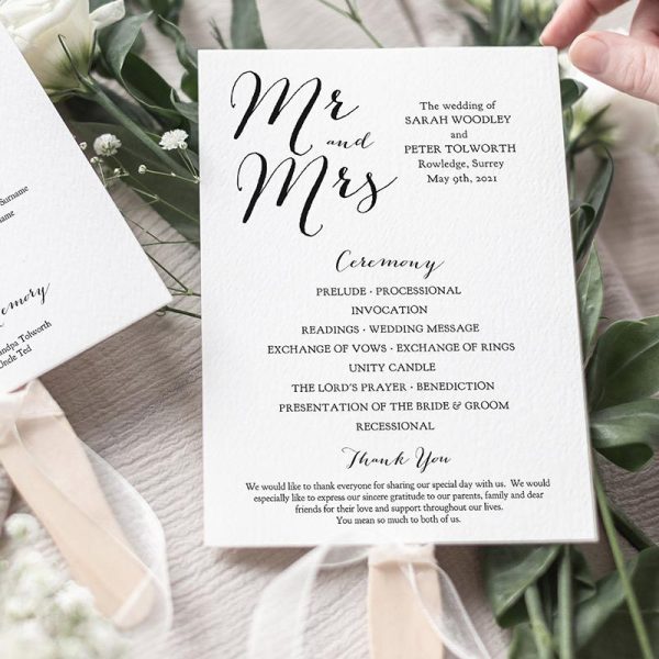 Modern Wedding Program Fan For Cheap