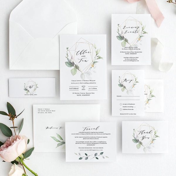 Greenery Wedding Invitation Bundle Set Fashion