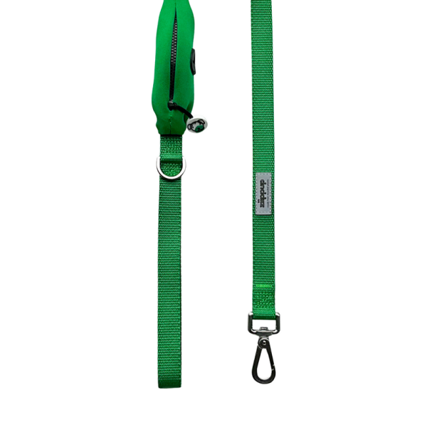 Ziippup Dog Lead with Built-in Poop Bag Holder - Green Online now