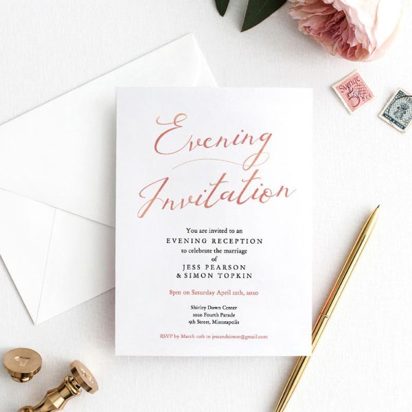 Rose Gold Wedding Invitation Template Set Online