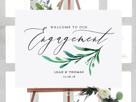 Engagement Welcome Sign - Greenery Wedding Supply