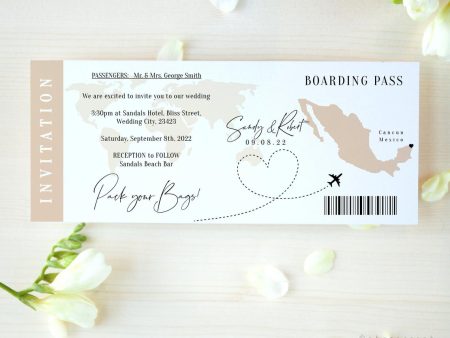 Mexico Boarding Pass Invitation Ticket Supply