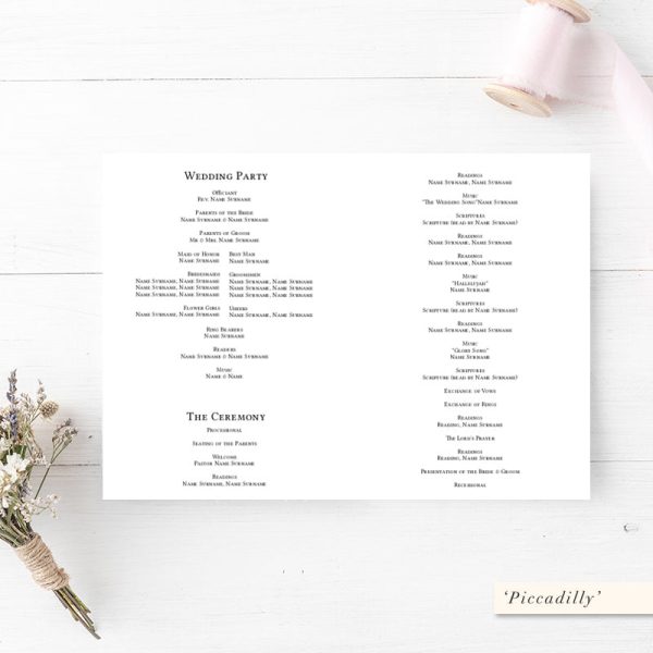 Printable Order of Service Booklet with a Double Border on Sale