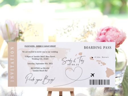 Hawaii Boarding Pass Invitation Ticket on Sale