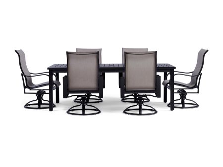 Pepin 7 Piece Rectangular Outdoor Dining Set with Swivel Rocking Chairs Supply