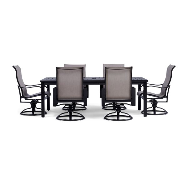 Pepin 7 Piece Rectangular Outdoor Dining Set with Swivel Rocking Chairs Supply