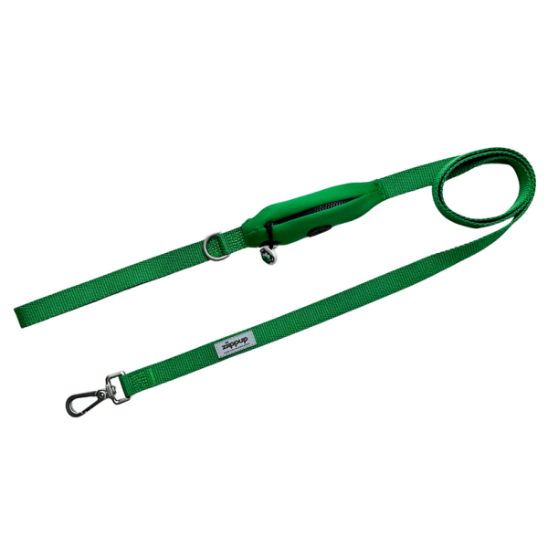 Ziippup Dog Lead with Built-in Poop Bag Holder - Green Online now