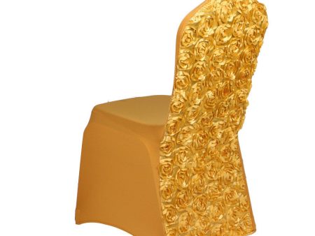 10 PCS LOT Spandex Chair Covers W 3D Rosette back 10 Colors Selection Online Hot Sale