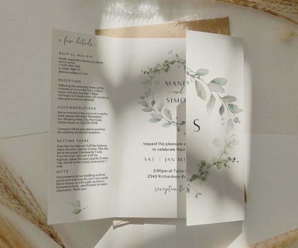 Greenery Gatefold Wedding Invitations Online