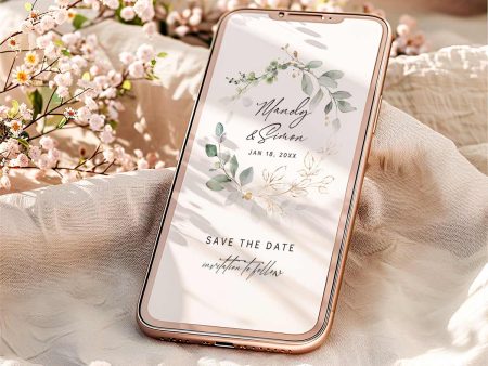 Greenery Wedding Save the Dates with Electronic Save the Dates For Cheap