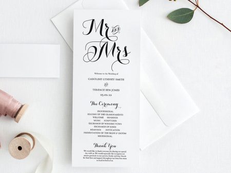 Byron Printable Wedding Order of Service Template Cheap