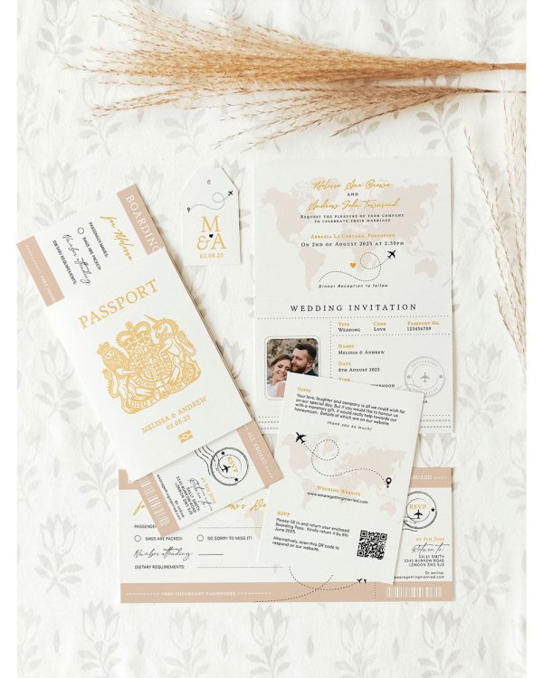 UK Passport Wedding Invitations with Boarding Pass Hot on Sale