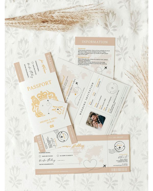 UK Passport Wedding Invitations with Boarding Pass Hot on Sale