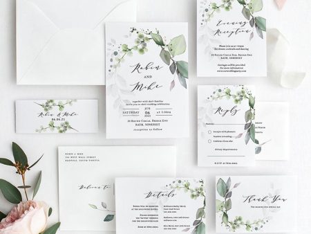 Greenery Wedding Invitation Template Bundle Set Cheap