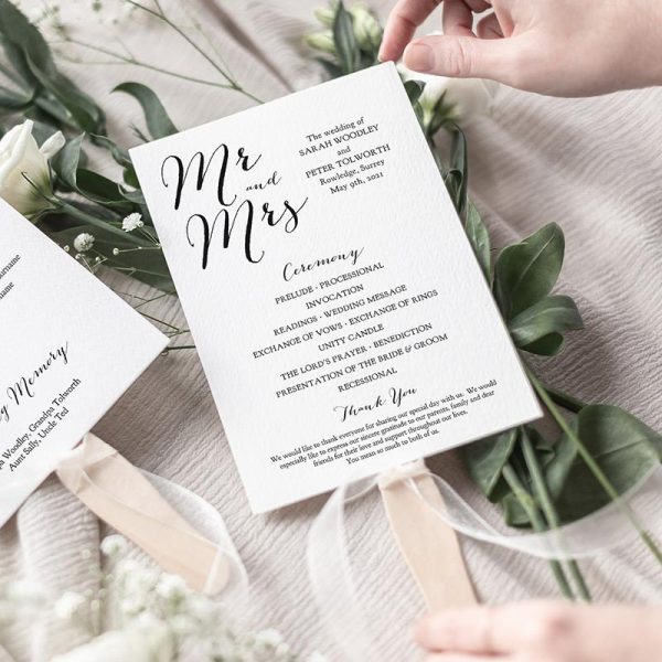 Modern Wedding Program Fan For Cheap