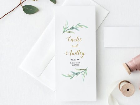 Bi-fold Greenery Wedding Program For Cheap