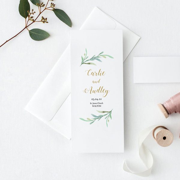 Bi-fold Greenery Wedding Program For Cheap