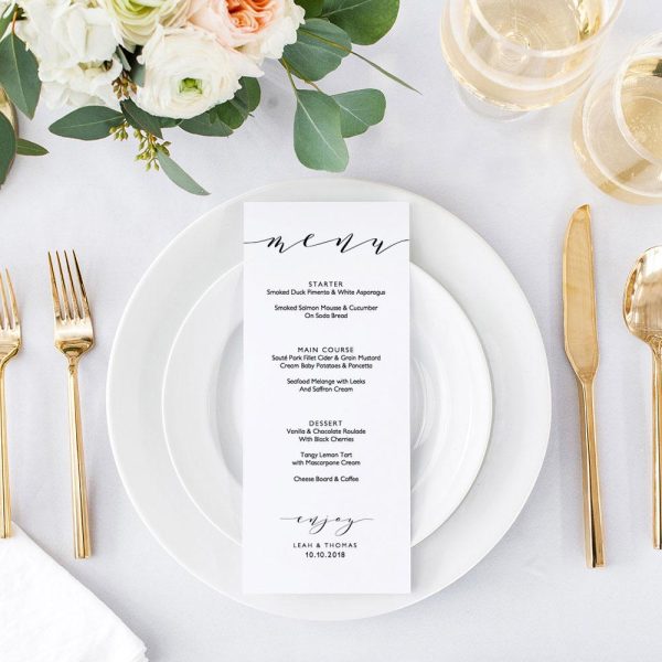 Modern Minimalist Wedding Menu Discount