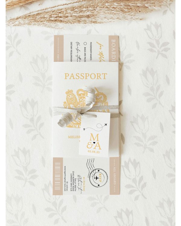 UK Passport Wedding Invitations with Boarding Pass Hot on Sale