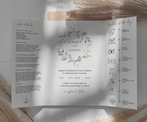 Greenery Gatefold Wedding Invitations Online