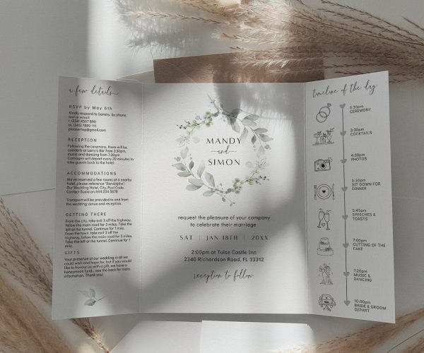 Greenery Gatefold Wedding Invitations Online