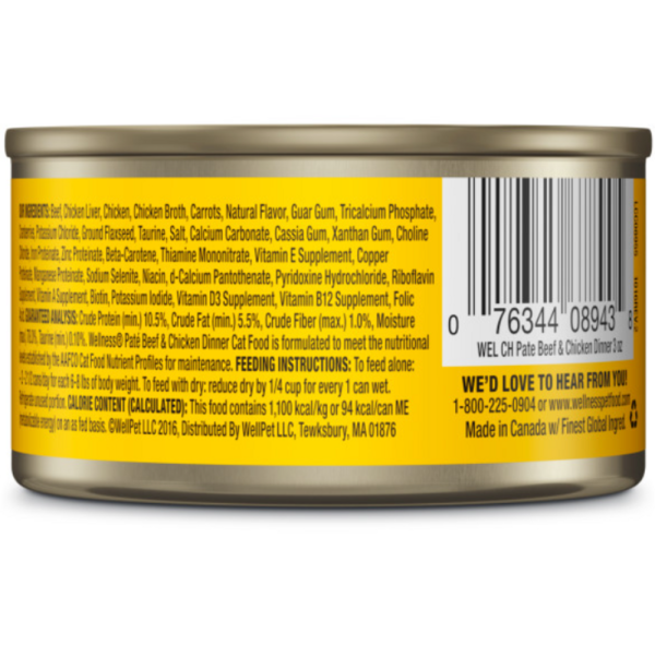 Wellness Complete Health Natural Grain Free Beef and Chicken Pate Wet Canned Cat Food Discount